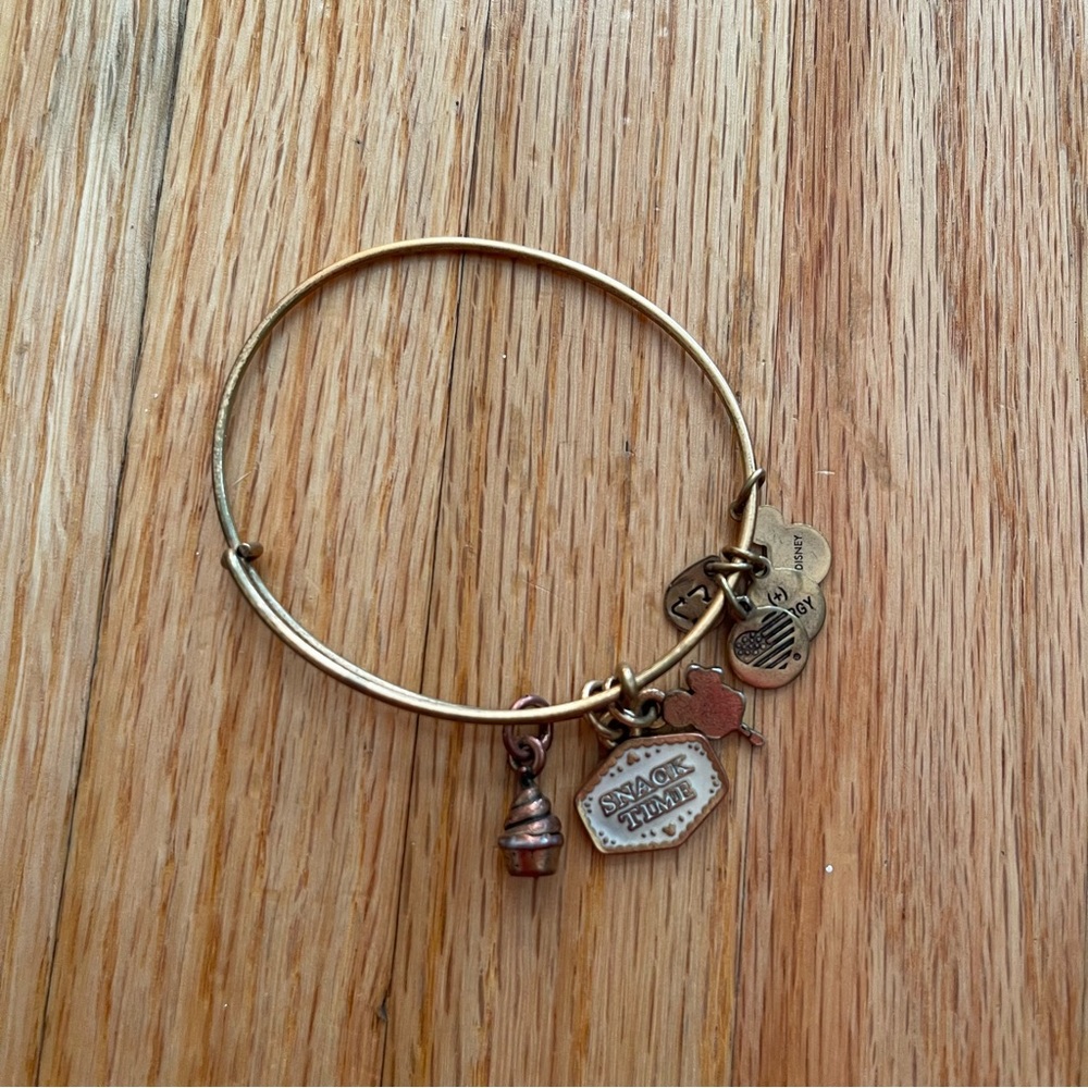 Disney Parks Alex and Ani Snack Time Gold Charm Bangle Bracelet